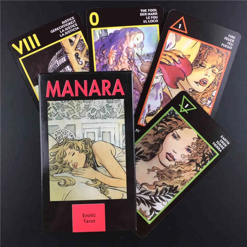 Manara Erotikkarten, englische Version, Vintage, geheimnisvolle Wahrsagerei, Tarot-Deck, Familien- und Gesellschaftsspiele, Brettspiel für Erwachsene
