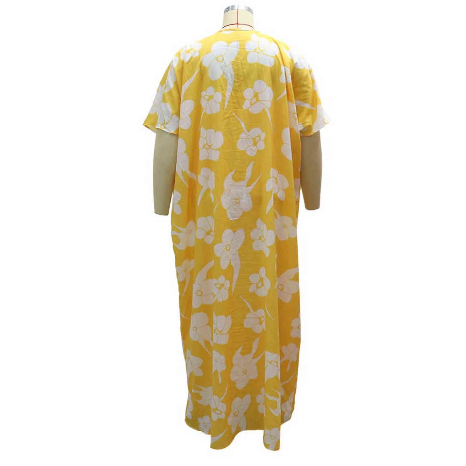4XL 5XL плюс размер брюк наборы для женской желтой цветочной печатной осенью свободный втулка летучей мыши мода элегантный вечер 21115