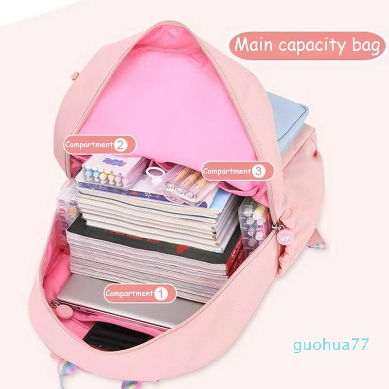 Сумки для дизайнерских школ корейская модная радужная ручка для подростков для подростков Детские детские водонепроницаемые рюкзаки Kids Schoo249W
