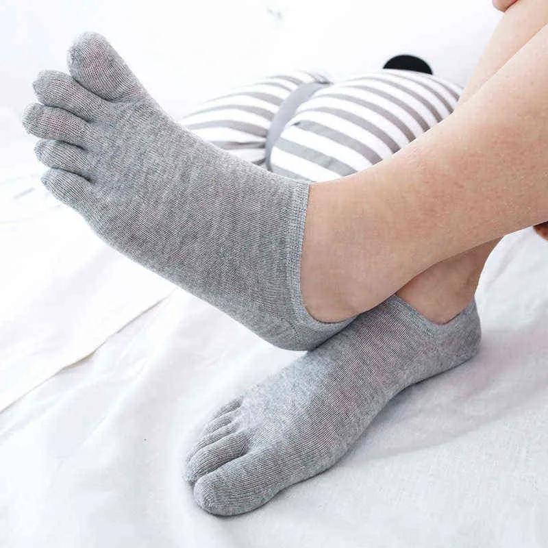 es de chaussettes invisibles à cinq doigts à bouche peu profonde pour femmes, coton solide, chaussettes à 5 orteils 211221