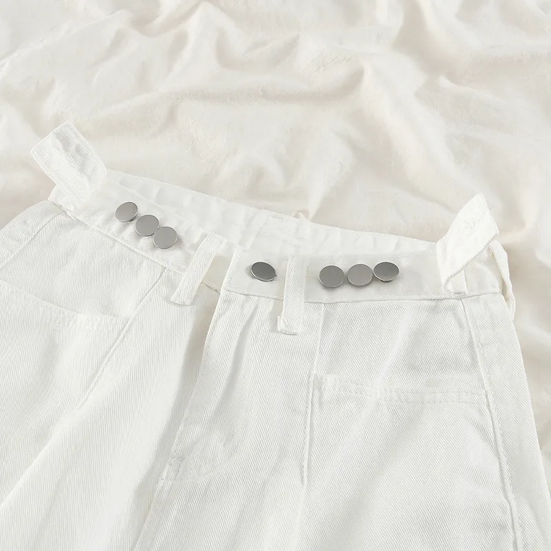 Кимутомо шикарный белый джинсовые шорты женские летние мода женская высокая талия молния летать на линии женские днища женские туалеты вскользь 210521