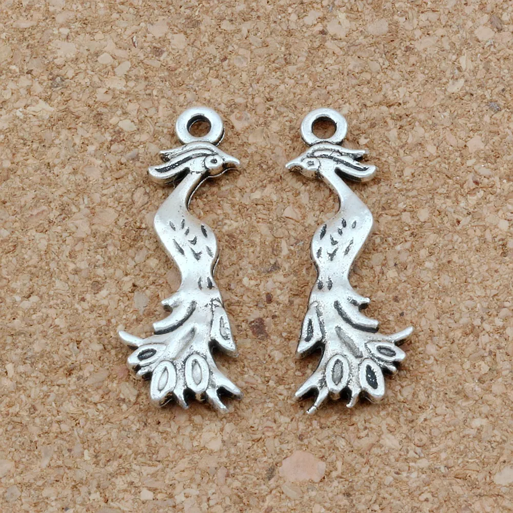 100 Stück Antik Silber Phoenix Charms Anhänger zur Schmuckherstellung Ohrringe Halskette und Armband 11 5x32mm A-252257C