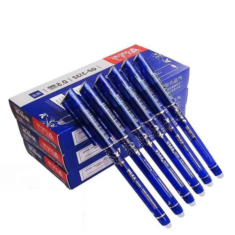 106 pièces/ensemble 0.5mm effaçable Gel stylo recharge tige noir/bleu encre lavable poignée magique effaçable stylos ensemble pour outils d'écriture scolaire 210330