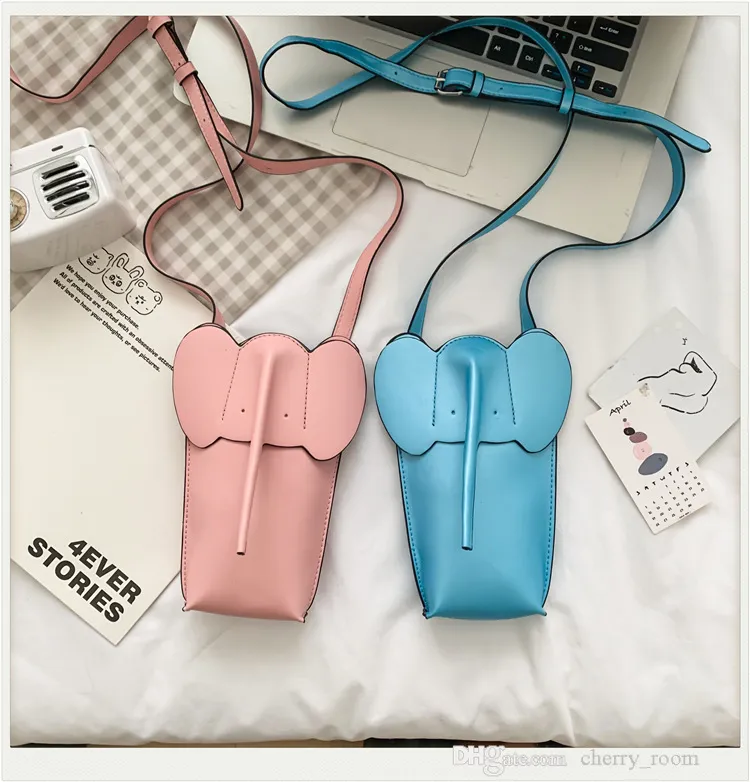 Kids Cartoon Casul Fashion Baby Girls Felephant Phone Phone Bag Woman Animal Style Mini One -Counter Crossbody Bags F588