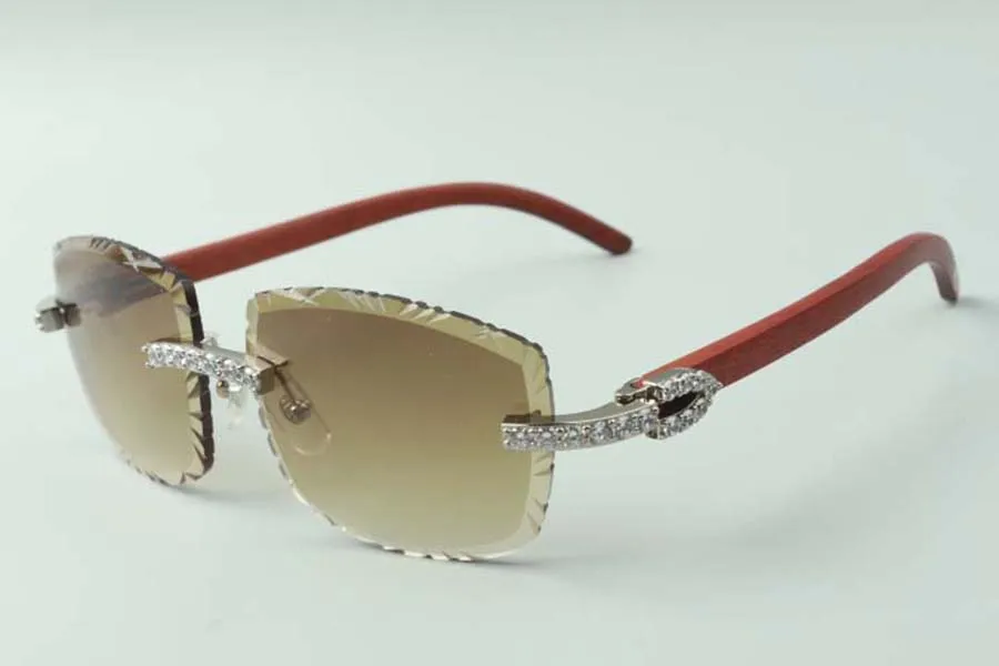 2021 Designer Sonnenbrille 3524023 XL Diamonds Schnittlinien natürliche Original-Holzschlempel Gläser Größe 58-18-135 mm289b