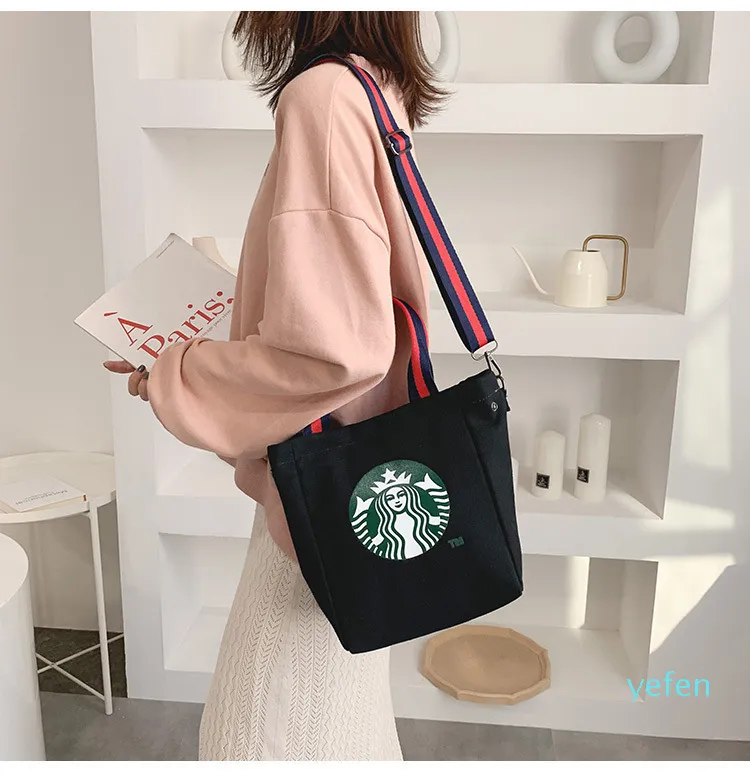 Sacos de bolsas coreanas para mulheres sacos de ombro de moda Starbucks Crossbody Organizer Fresh Lady Lady Sacos de compras Preppy S227Z