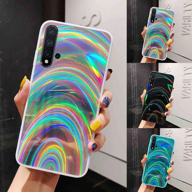 Coques de téléphone miroir Laser arc-en-ciel coloré pour Xiaomi Redmi Note 10 9 Pro 10S 9S 8 Mi POCO X3 Pro NFC M3 couverture arrière souple