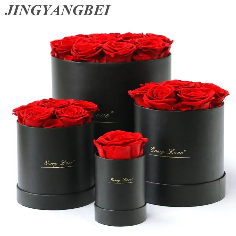 Högkvalitativ 12st 4-5 cm bevarade eviga rosor med låda år Alla hjärtans gåvor för evigt evigt rosbröllopsdekoration 276K