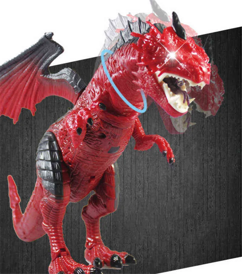 45 CM Dinosaure Pulvérisation Dragon Roar Marche Électrique Télécommande Simulation Modèle Animal Enfants Jouets Enfants Garçons Cadeau D'anniversaire 211027