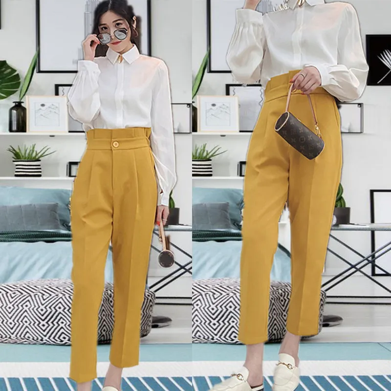 Fashion Suit Spring High Waist Casual Pants Women Straight OL Style Loose Temperament Ladies Trousers 8478 50 210417