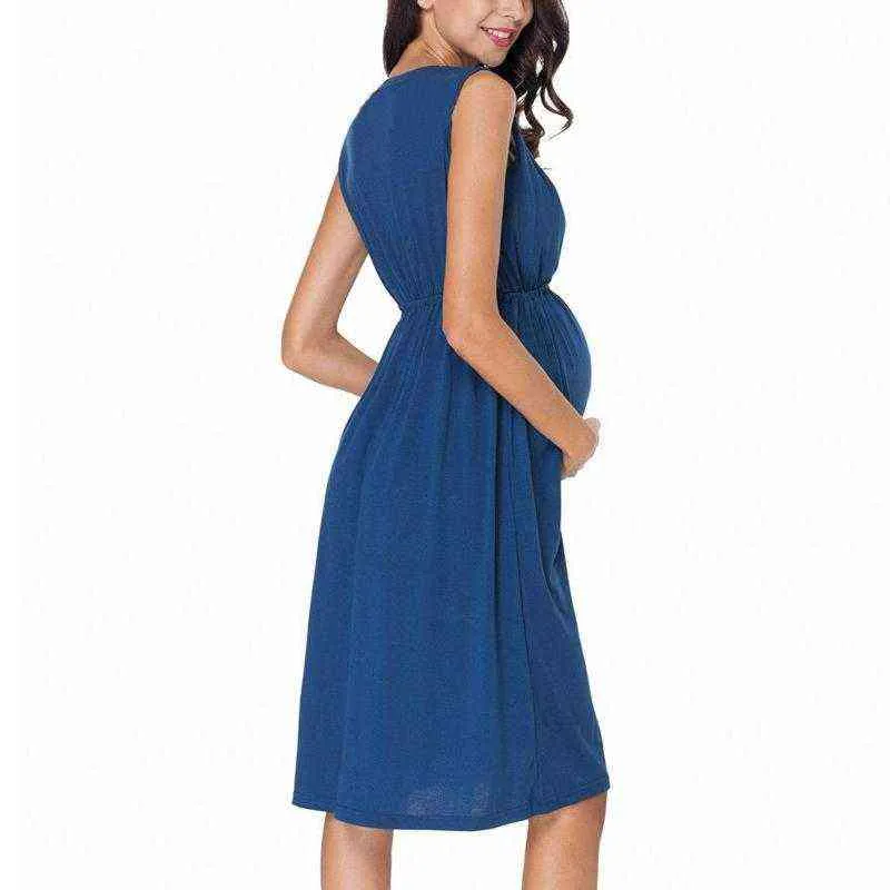 maternidade mulheres vestido gravidez vestidos mama roupas lisonjeiras lado ruching colher pescoço grávida mulheres roupas g220309