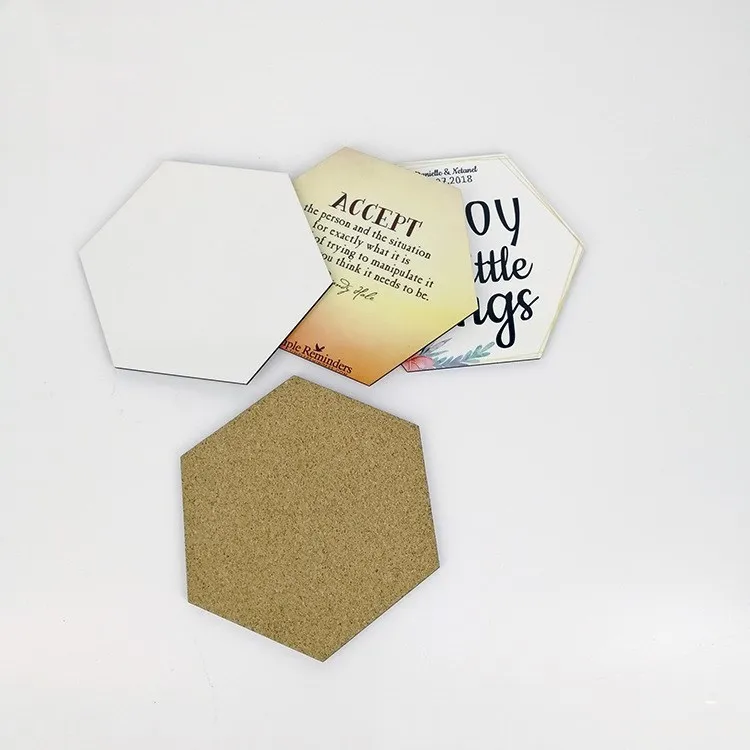 DIY Sublimation Blank Coaster Tapis de tasse en liège isolé en bois MDF Promotion de cadeau publicitaire Tapis de tasse isolés semi-finis pour cadeau T2I52756