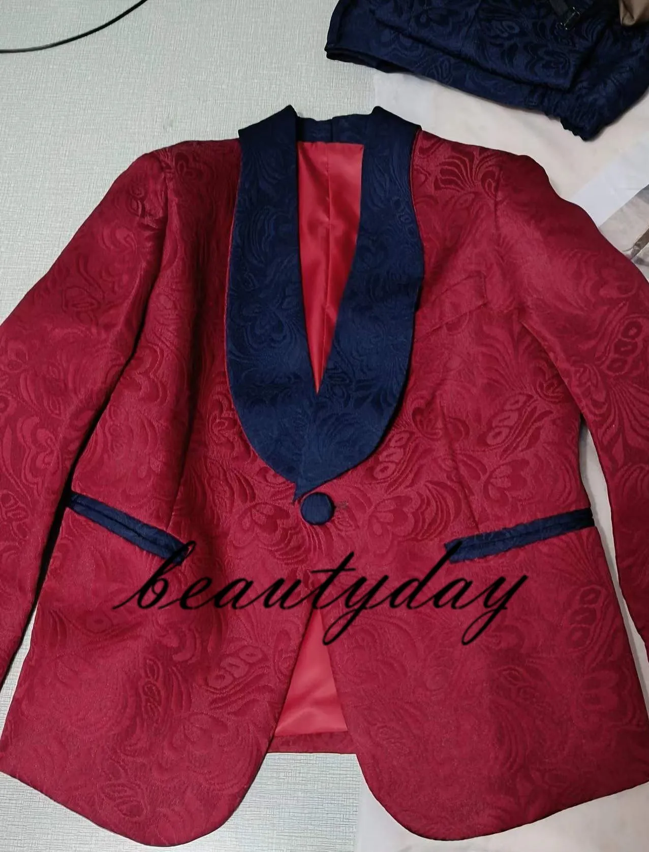 Торжественная одежда для мальчиков, смокинги с шалью и лацканами, детская одежда на одной пуговице для свадебной вечеринки, комплект детского костюма, розовая куртка Navy191b