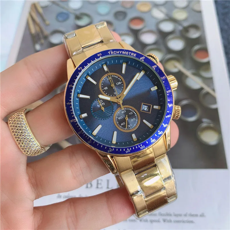 Marka zegarek dla mężczyzn w stylu wielofunkcyjnym kalendarz ze stali nierdzewnej kwartalny kwarcowe zegarki na nadgarstki Małe tarcze mogą działać BS21190L