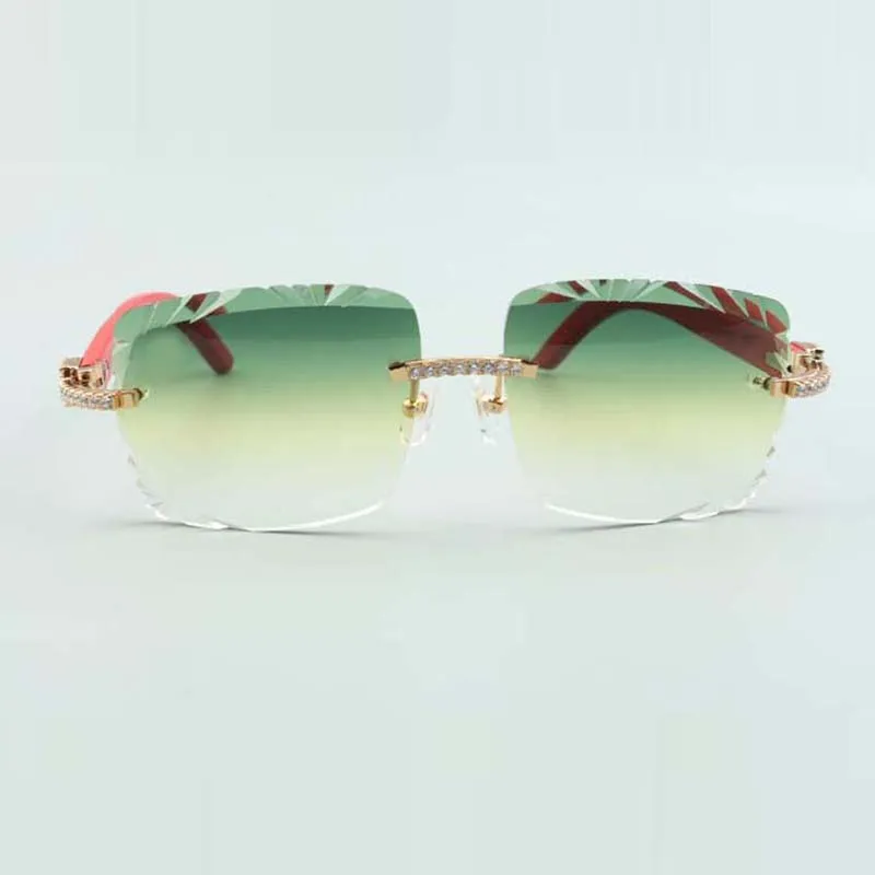 lunettes de soleil diamants moyens 3524020 avec branches en bois rouge et coupes 58 mm lens2212