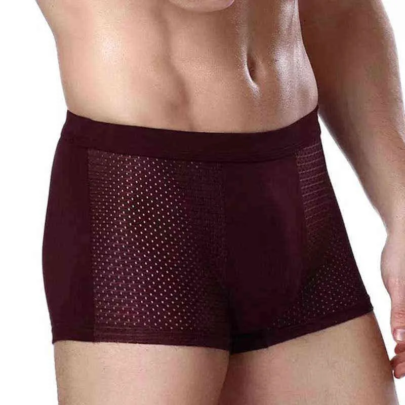 4 st Boxer Men Panty Briefs Underbyxor Bamboo Fiber Man Underkläder Man Mesh Andningsbara Coola Shorts Boxers plus storlek 2XL-5XL H1214