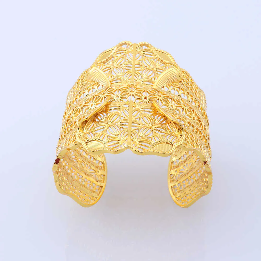 Top Quality India Gold Color Bracelet for Women African Bangle Dubai Jewelry Bridal Wedding Engagement Gifts Q0720