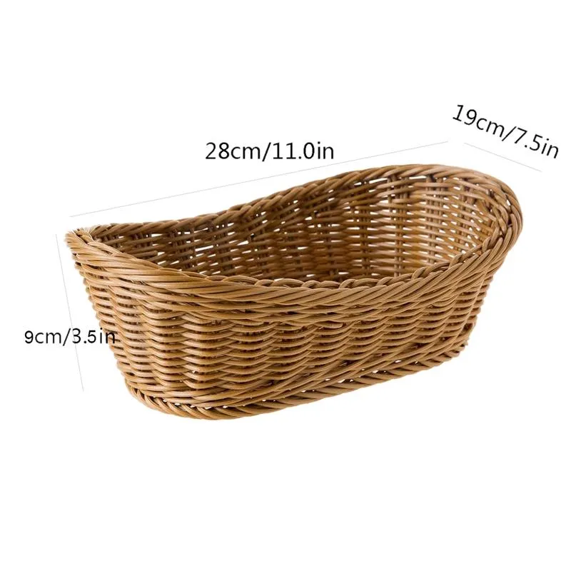 Paniers de rangement ovale en osier tissé panier pain panier de service 11 pouces pour la nourriture fruits cosmétiques dessus de table et Bathr267z