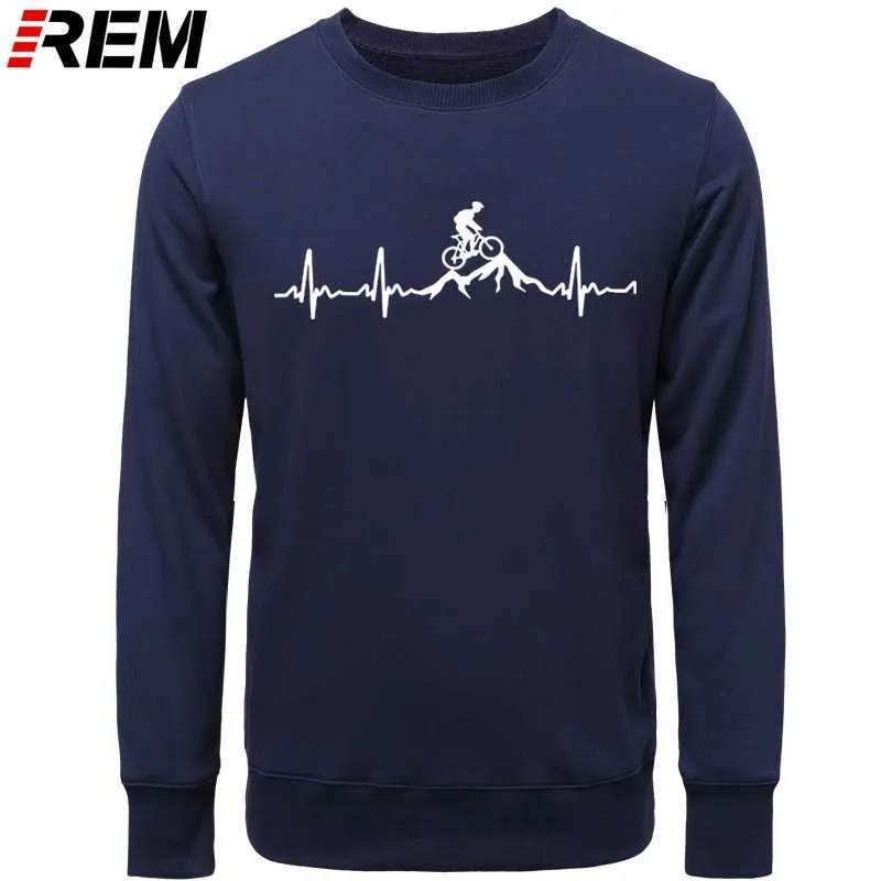 Rem Hoodies Mountain Bike Heartbeat Funny MTB Dirt Bike Plus Custom Långärmad Mäns Mode Familj Bomull Hoodies, Sweatshirts 210819