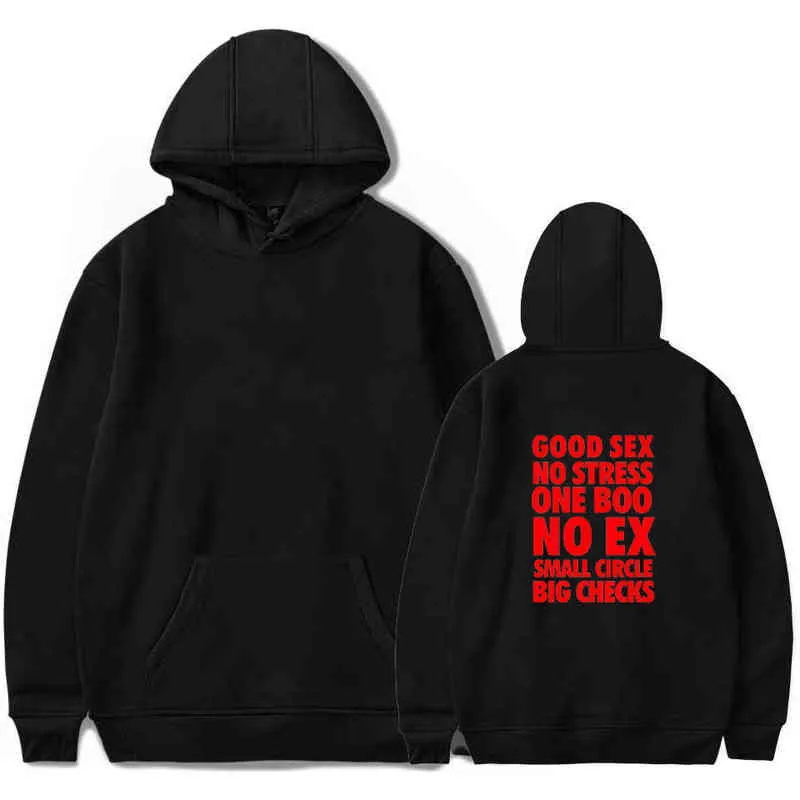 İyi Seks Stres Yok One Boo No Ex Küçük Daire Büyük Çekler Hoodies Erkekler Komik Baskı Kazak Streetwear Hoodie Erkek Kadın Giyim G1229