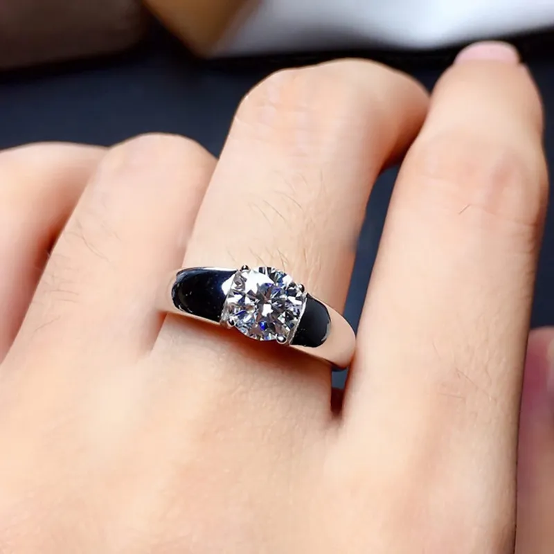 Anelli Moissanite di moda uomo, fidanzamento, gioielleria raffinata, anello in argento sterling 925, misura regolabile, regalo di anniversario