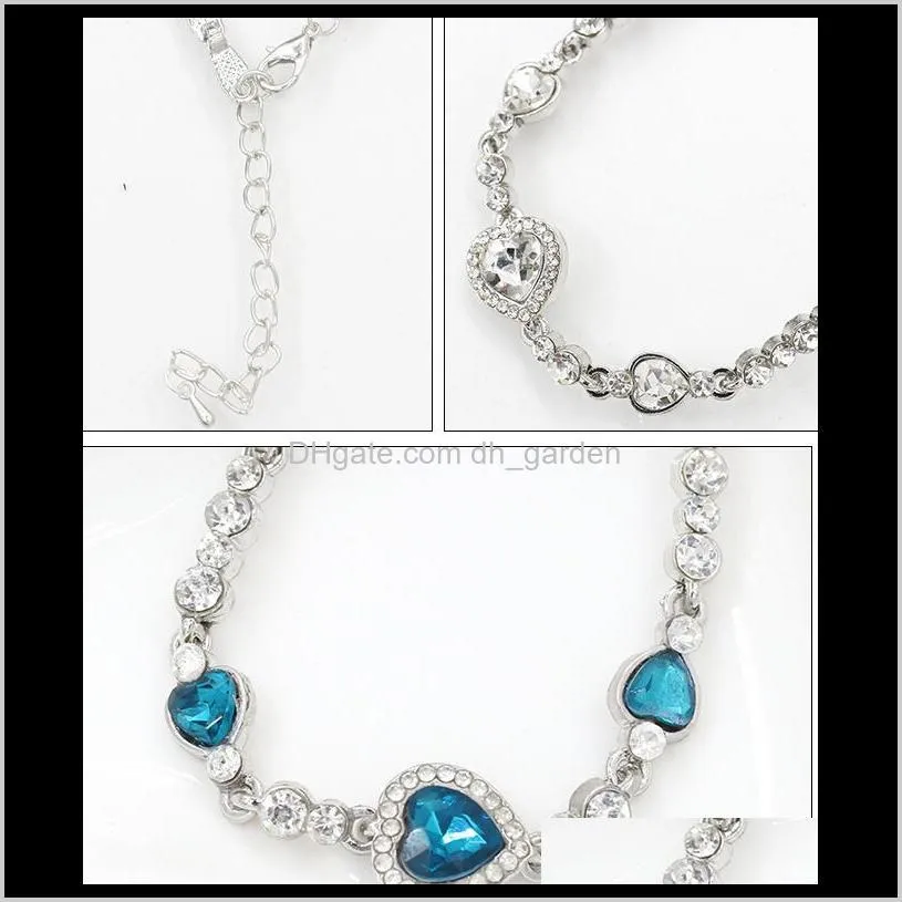 hot sale the heart of ocean charm bracelet austrian crystal love heart chain bracelets women bangles jewelry for wedding christmas