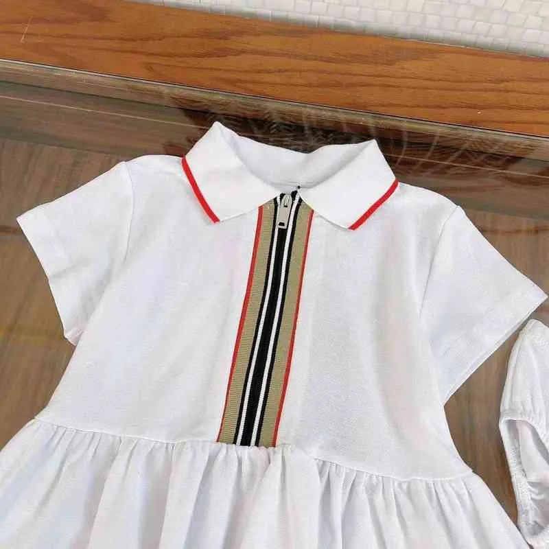 Hochwertige Luxus-Designer-High-End-Kinderkleidung, Baby-Mädchen-Kleid + Höschen, 2022 Sommer, neuer Stil, kurzärmeliges Kleid Y220310