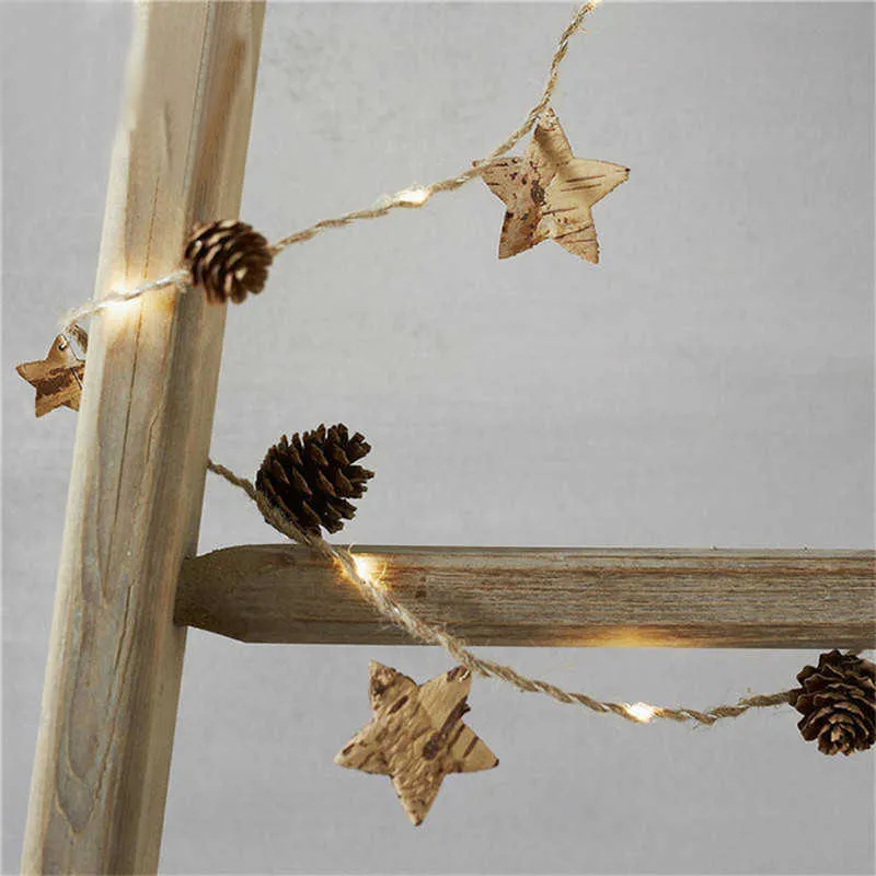 Christmas Decorations for Home 2m 20 Led Copper Wire Pine Cone Light Tree Kerst Natal Navidad Noel 211021