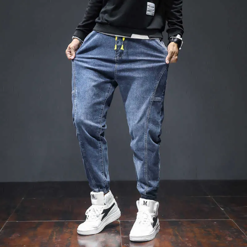 Jeans Moda uomo Pantaloni Harem di marca Uomo allentato Stile primavera Pantaloni dritti di tendenza Hip Hop High Street Pantaloni da uomo di grandi dimensioni X0621