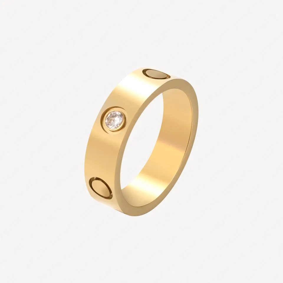 Anillo de tornillo de amor clásico Anillos para hombre para mujer Acero inoxidable Chapado en oro de 18 quilates Nunca se desvanece No alérgico 5 6 mm Promesa eterna Accesso209G