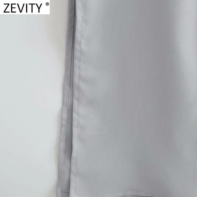 Femmes élégant col rabattu couleur unie côté fendu affaires Mini robe Chic femme poitrine ceintures Vestido DS5013 210416