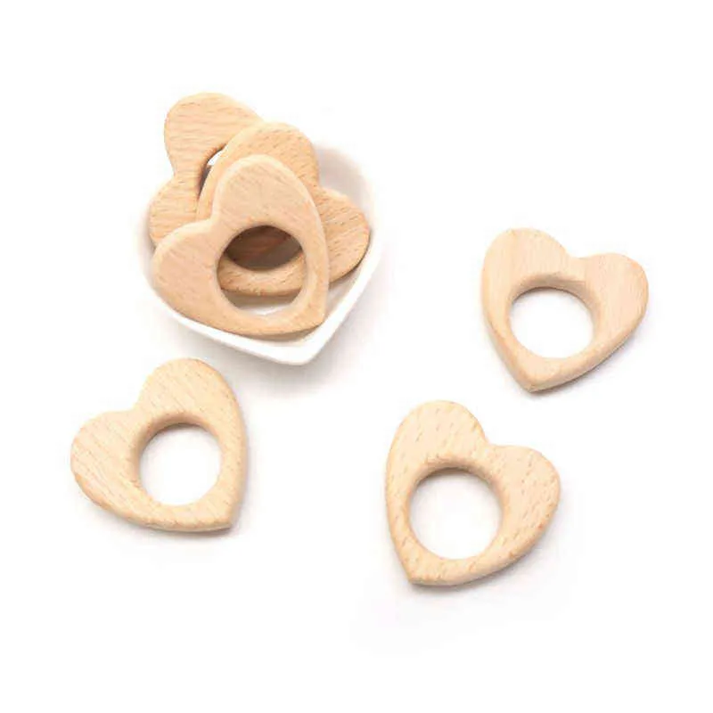 CHENKAI COEUR DE BOIS TEETHER RING DIY Organique Éco-Friendly Nature inachevé bébé Race de dentition