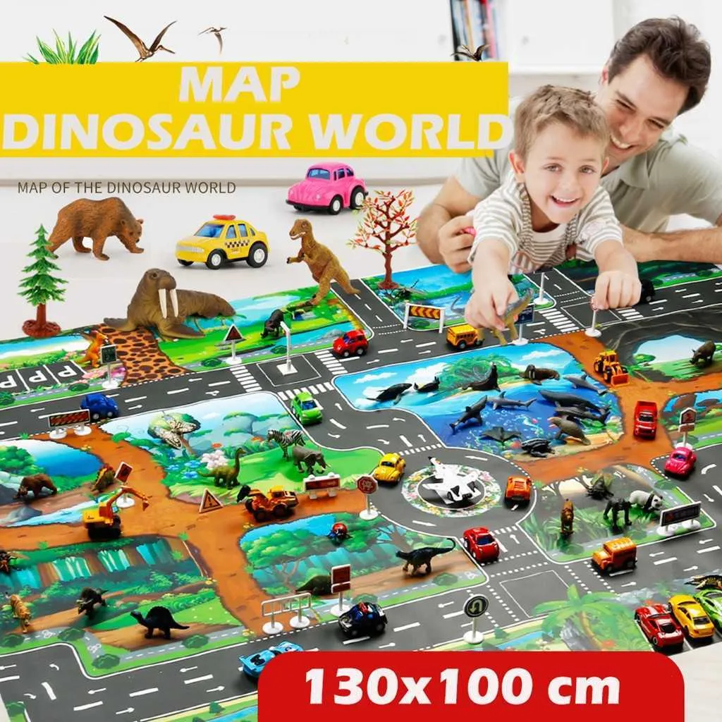 Dzieci Graj Mat Dinozaur World Parking Mapa Gra Scena Mapa Zabawki Edukacyjne Edukacyjne Dywan dziecięcy w przedszkolu 210724