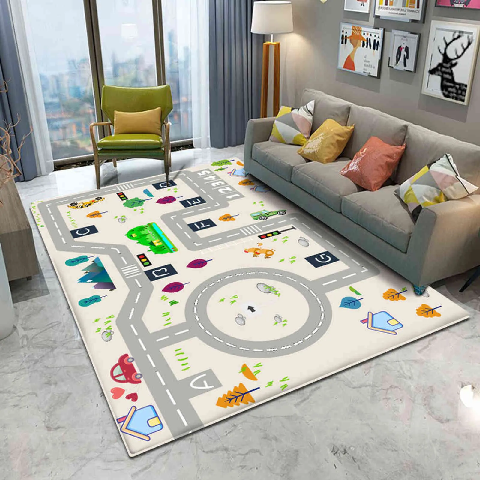 Tappeto di alta qualità Tappeto in flanella bambini Gioco di puzzle con animali Impara il bambino Gioca antiscivolo in Tapis