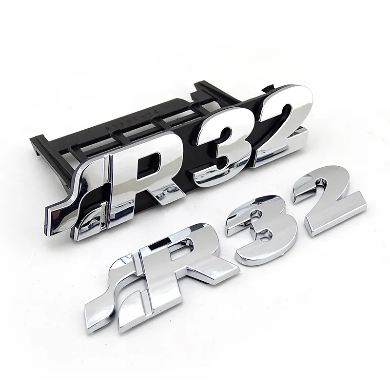 MK4 R32 Chrom-Grill-Abzeichen, R32-Logo-Aufschrift, echtes neues OEM-Emblem für Golf-Teileauto, Emblem 7936661