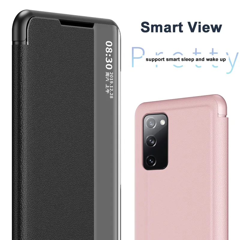 Smart View Flip Capas para Samsung Galaxy S20 Fe 5G PU Couro Side Side Holder Caso para Galaxy Nota 10 20 Ultra S10 Plus Lite