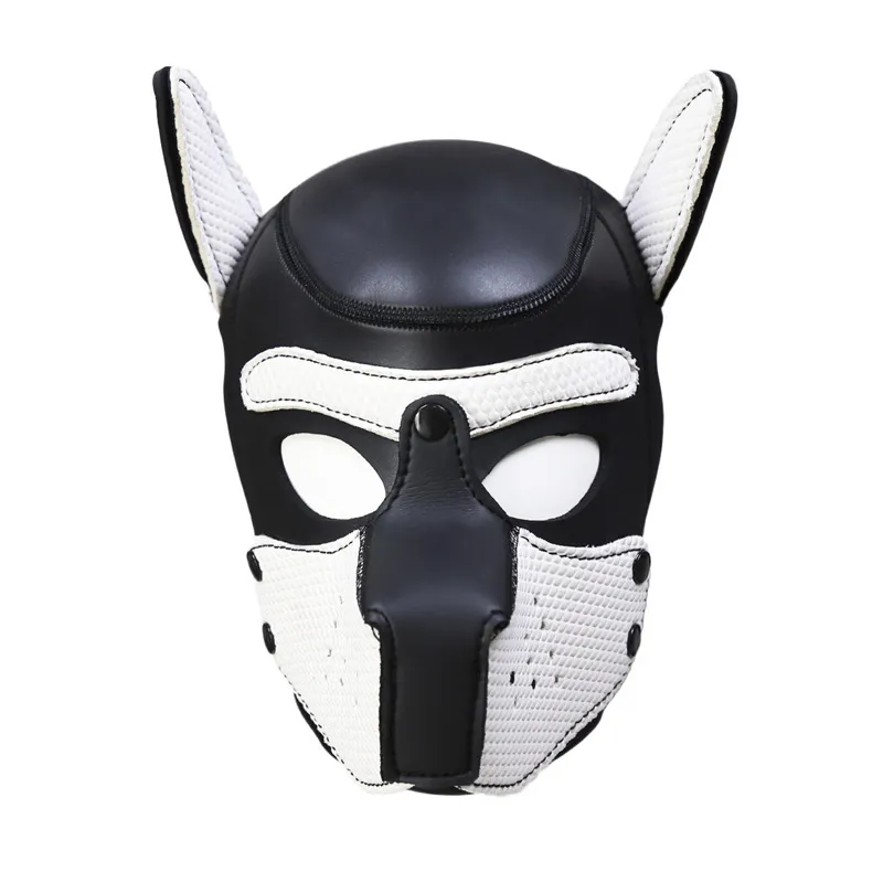 Party Masks Pup Valp Spela hundhuv vadderad latexgummiroll Cosplay Full Head Halloween Toy för par 210722288P