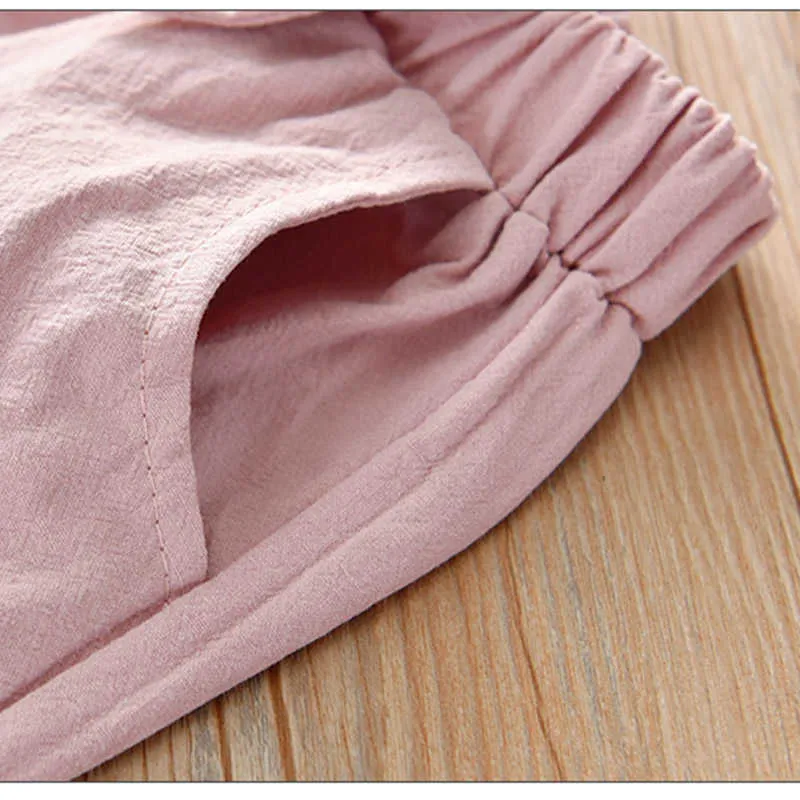 Летние детская одежда в горошек Хлопковое белье с короткими рукавами для детей одежда девочка 210528