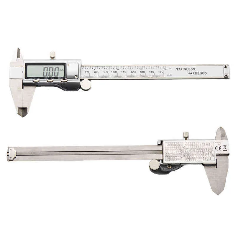 Digital Vernier Caliper 6 Inch Stainless Steel Electronic 150mm Metal Measuring Tools Micrometer Gauge 210810