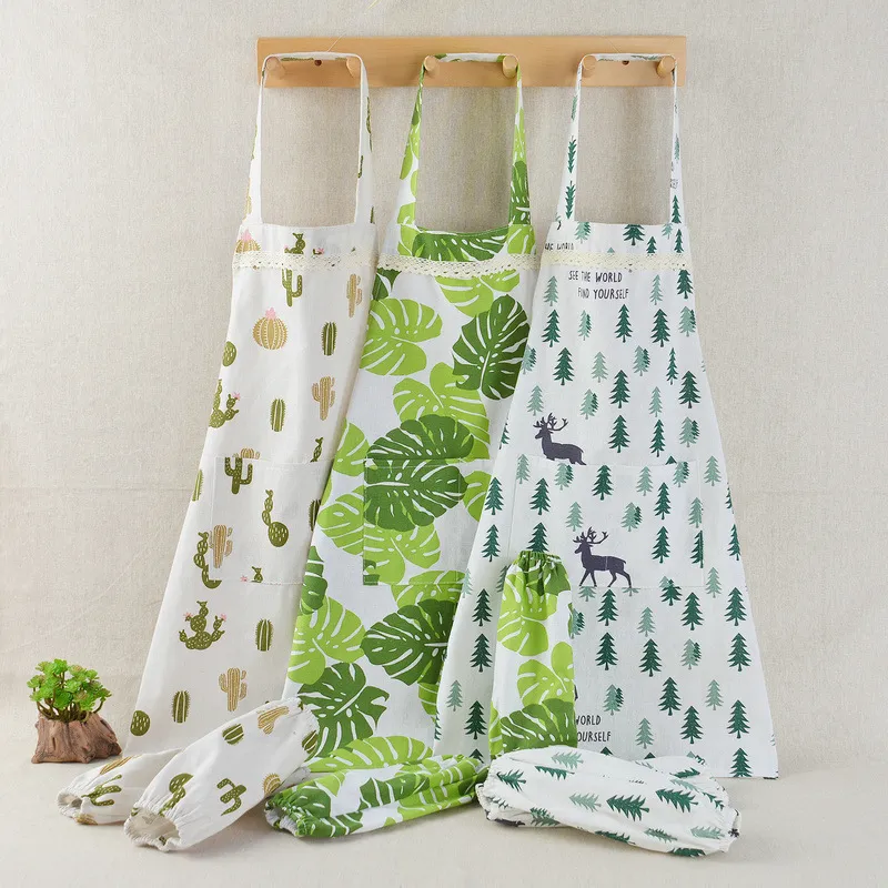 Plaid Lace Förkläden Korea Justerbart kök Matlagning Unisex Cook Förkläde med fickor Hemtextilverktyg
