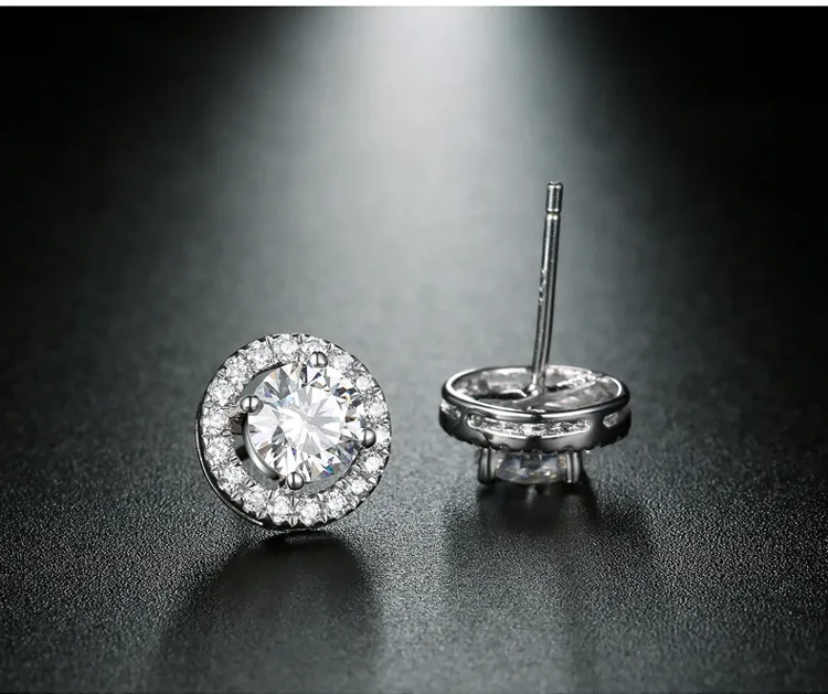 Cubic Zirconia Diamond Earrings Stud Women Engagement Wedding Ear Rings Gift Fashion Jewelry Will and Sandy