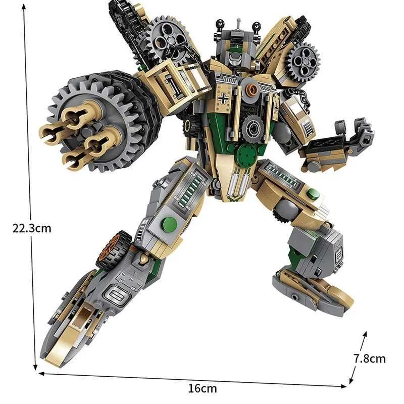 Bouwstenen Militaire Oorlog Robot Model Transformered Voor Tank Cijfers Helikopterschip kinderen Speelgoed Stad Q0624