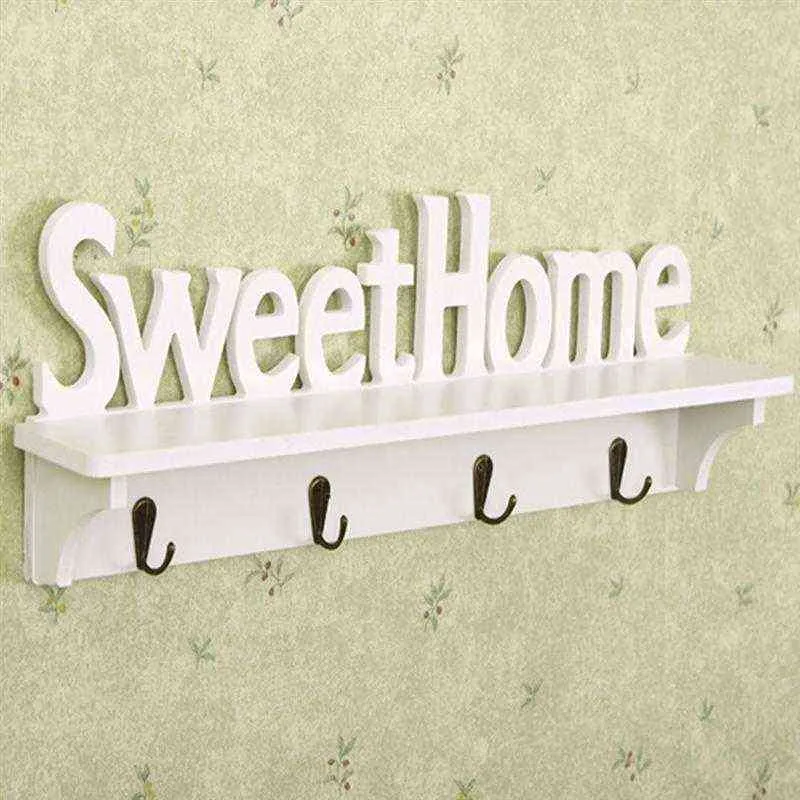 Sweet Home - Appendiabiti da parete porta, appendiabiti, appendiabiti, cappelli, vestiti, chiave bianco 211102