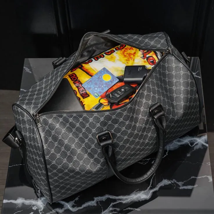 Fabriek hele heren tas Engeland stijl geprinte mannen vrouwen reistassen buiten fitness plaid handtassen grote natte en droog leer FA301Z