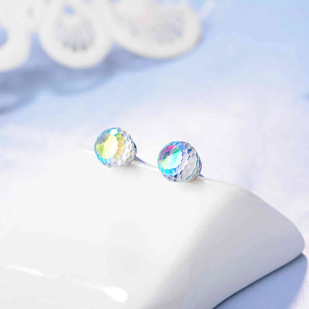 LEKANI Kristalle von Swarovski Classic 925 Sterling Silber Bijoux Bunte Perlenkugel Minimalistische Damen Ohrstecker Brincos