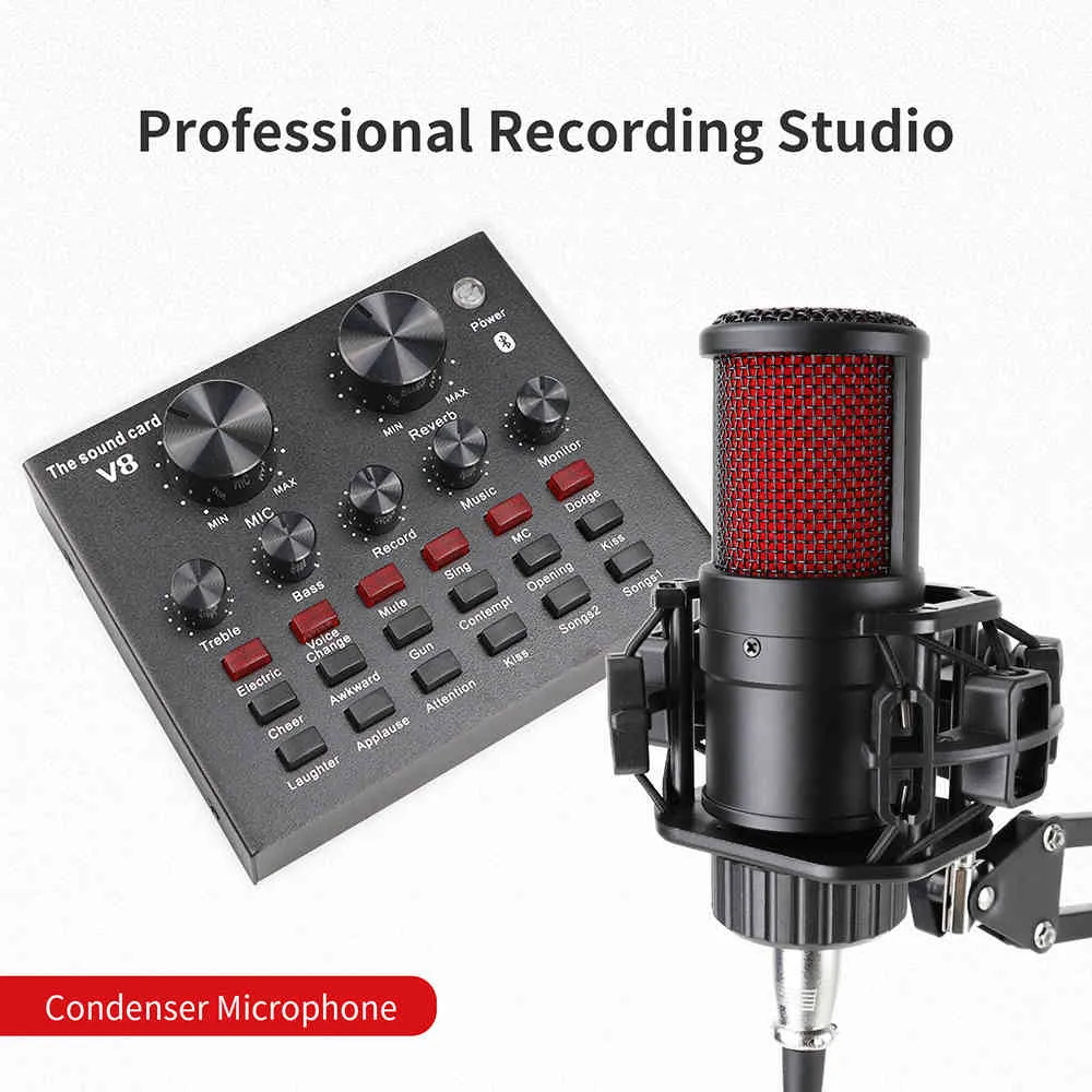 Professione Studio PC Computer Registrazione Home Karaoke Microfono a condensatore Alimentazione phantom Scheda audio Cambia voce