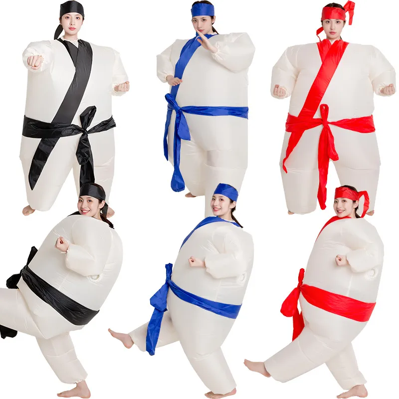 Traje de muñeca de mascota Adultos Sumo Warrior Taekwondo Disfraces inflables Mascota de dibujos animados de Halloween Muñeca Fiesta Juego de rol Decoración Vestir Ropa