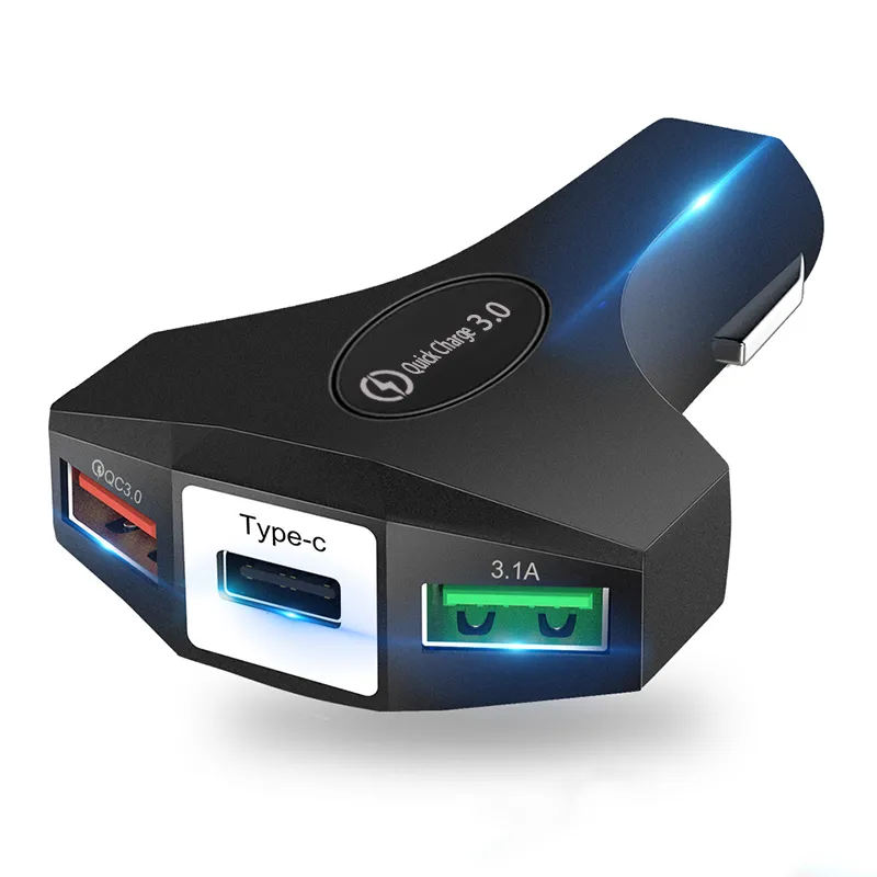 3.0 3 chargeur de voiture USB Charge rapide 3.0 chargeurs rapides à 3 Ports pour voitures adaptateur de Charge de téléphone pour iPhone Xiaomi Mi 9 Redmi