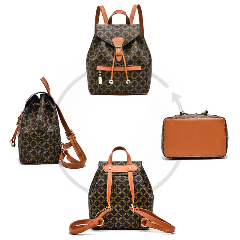 PU кожаный классический двойной плечо дизайнер небольшой рюкзак европейский и американский стиль винтажный сумка для женщин досуг сумки