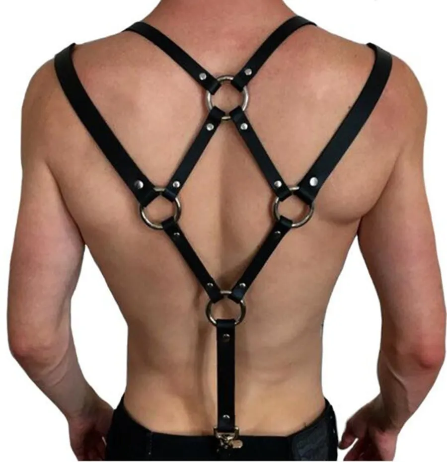 Lederen punk persoonlijkheid spier heren mode Suspender riem SP8G294P